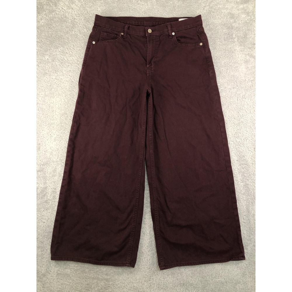 GAP Jean Women's 14S (35x27) Red The Baggy Wide Leg Mid Rise Denim